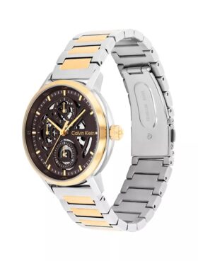 Reloj multifunción con esfera expuesta y brazalete de eslabones Reloj multifunción con esfera expuesta y brazalete de eslabones