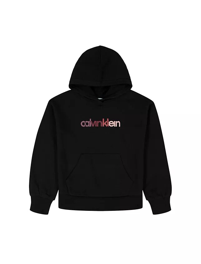 Sudadera con capucha de felpa para niñas con gráfico del logotipo Sudadera con capucha de felpa para niñas con gráfico del logotipo