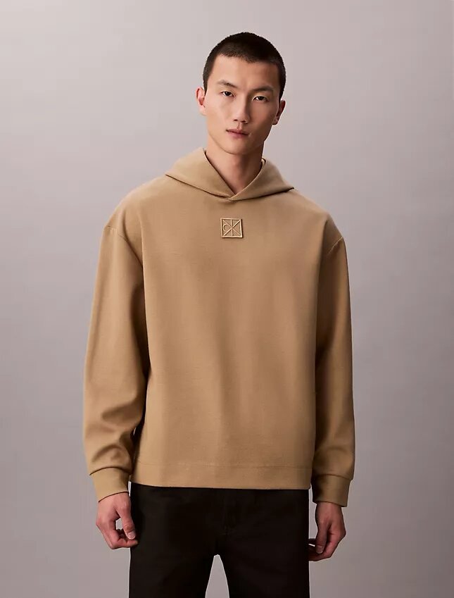 Sudadera con capucha de mezcla de lana con logotipo Sudadera con capucha de mezcla de lana con logotipo