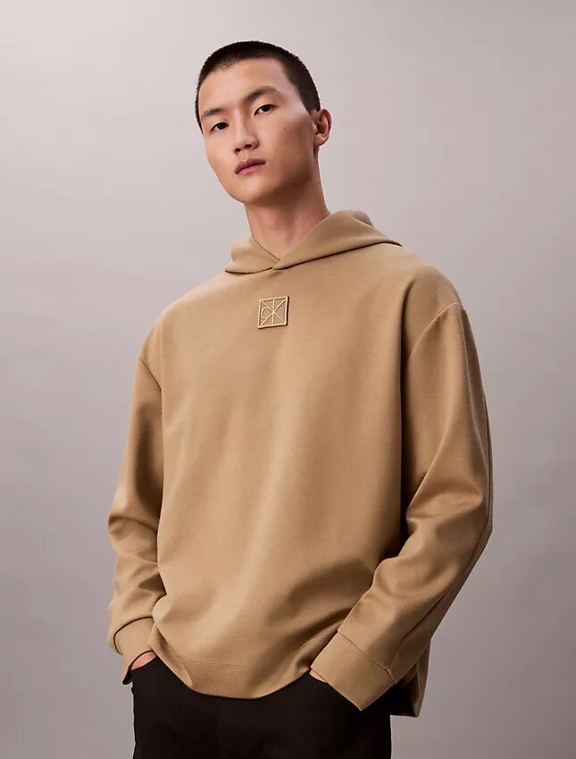 Sudadera con capucha de mezcla de lana con logotipo Sudadera con capucha de mezcla de lana con logotipo
