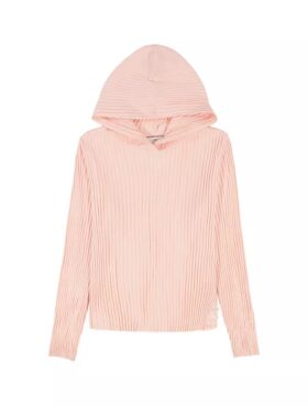 Sudadera con capucha holgada de canalé para niñas Sudadera con capucha holgada de canalé para niñas