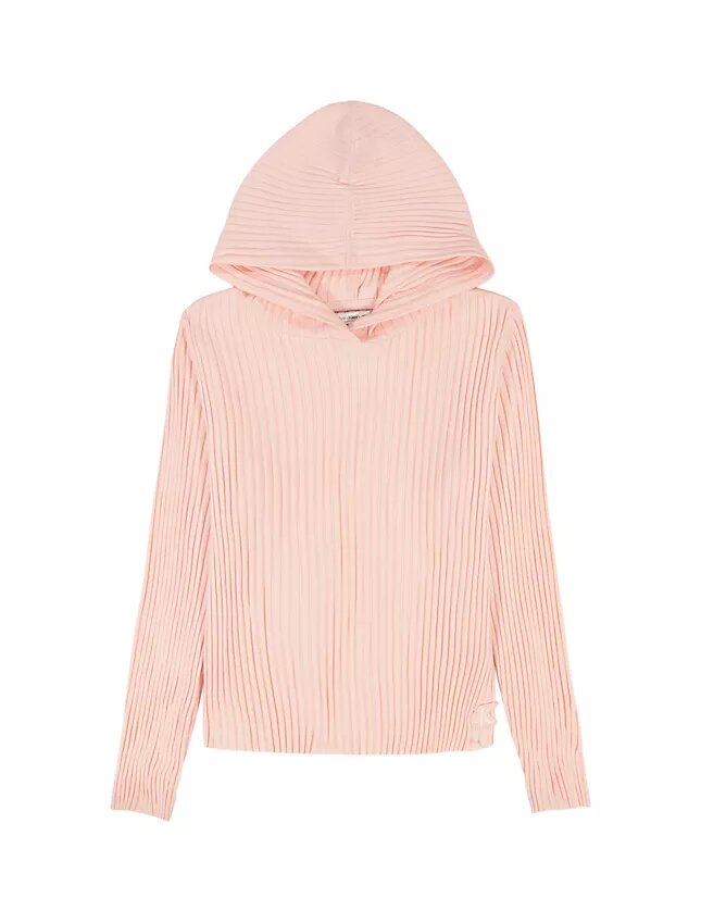 Sudadera con capucha holgada de canalé para niñas Sudadera con capucha holgada de canalé para niñas