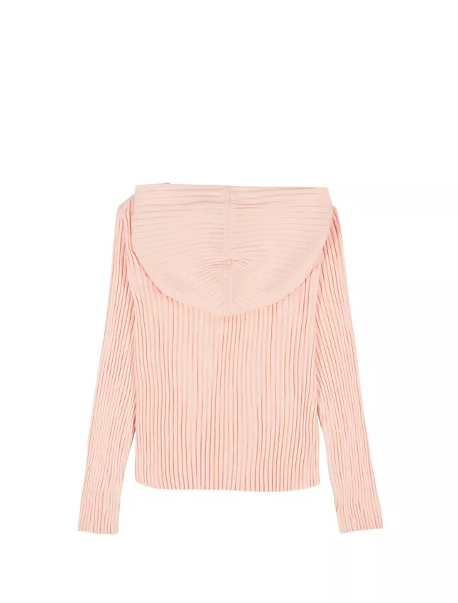 Sudadera con capucha holgada de canalé para niñas Sudadera con capucha holgada de canalé para niñas