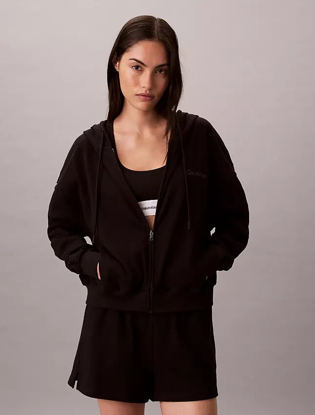 Sudadera con capucha y cremallera completa de jersey de algodón con logotipo Sudadera con capucha y cremallera completa de jersey de algodón con logotipo
