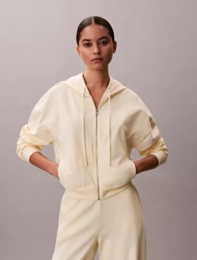 Sudadera con capucha y cremallera completa de jersey de algodón con logotipo Sudadera con capucha y cremallera completa de jersey de algodón con logotipo