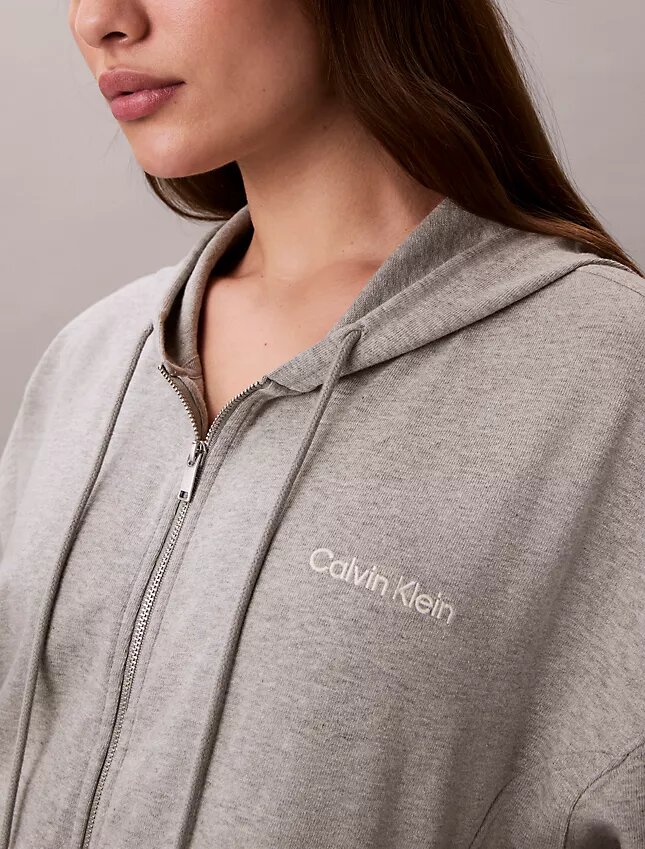 Sudadera con capucha y cremallera completa de jersey de algodón con logotipo Sudadera con capucha y cremallera completa de jersey de algodón con logotipo