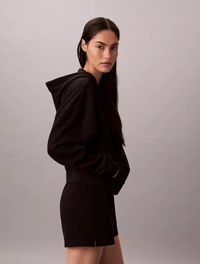 Sudadera con capucha y cremallera completa de jersey de algodón con logotipo Sudadera con capucha y cremallera completa de jersey de algodón con logotipo