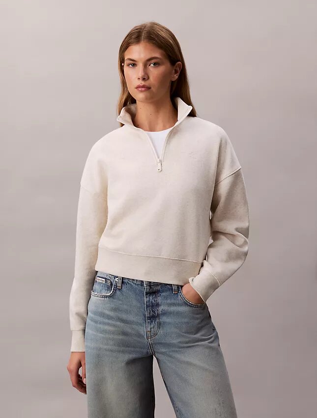 Sudadera de cuello alto con cremallera de un cuarto y logo de archivo Sudadera de cuello alto con cremallera de un cuarto y logo de archivo