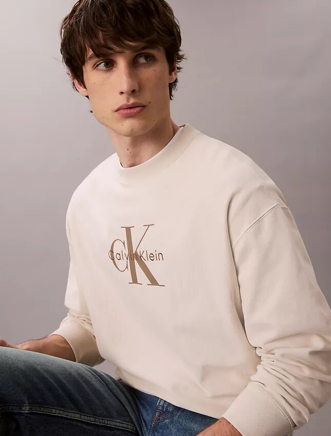 Sudadera holgada de felpa de primera calidad con logotipo Monogram Sudadera holgada de felpa de primera calidad con logotipo Monogram