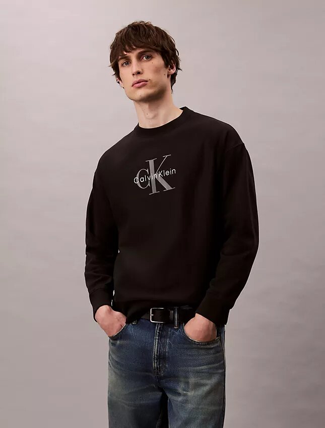 Sudadera holgada de felpa de primera calidad con logotipo Monogram Sudadera holgada de felpa de primera calidad con logotipo Monogram