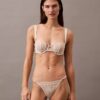 Sujetador balconette Unlined de encaje floral negro de CK