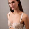 Sujetador balconette Unlined de encaje floral negro de CK
