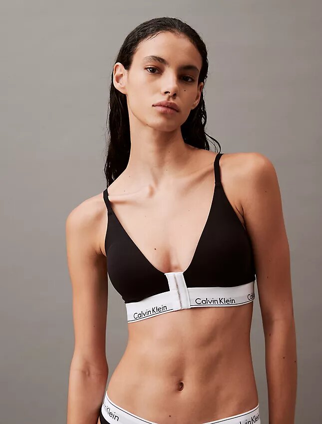 Sujetador Bralette con cierre frontal triangular, ligeramente forrado, de algodón y Modal Sujetador Bralette con cierre frontal triangular, ligeramente forrado, de algodón y Modal
