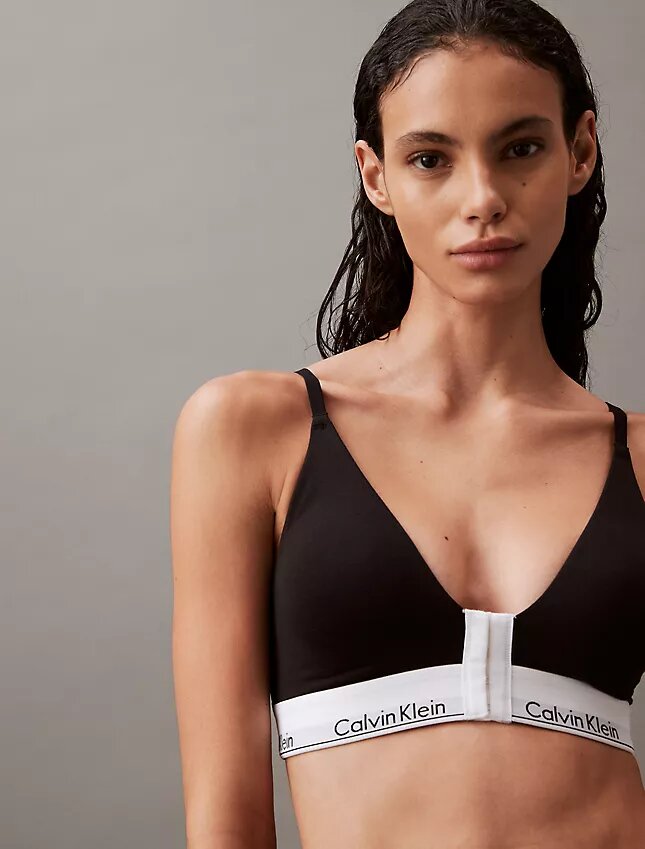 Sujetador Bralette con cierre frontal triangular, ligeramente forrado, de algodón y Modal Sujetador Bralette con cierre frontal triangular, ligeramente forrado, de algodón y Modal