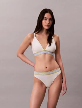 Sujetador Bralette triangular con rayas de algodón y Modal, ligeramente forrado