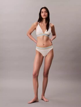 Sujetador Bralette triangular con rayas de algodón y Modal, ligeramente forrado