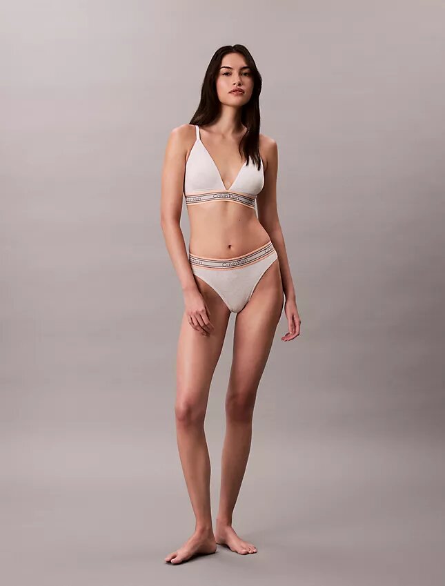 Sujetador Bralette triangular con rayas de algodón y Modal, ligeramente forrado Sujetador Bralette triangular con rayas de algodón y Modal, ligeramente forrado