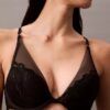 Sujetador plunge de encaje floral negro de CK Black Sujetador plunge de encaje floral negro de CK Black