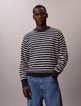 Suéter cómodo de rayas de algodón suave