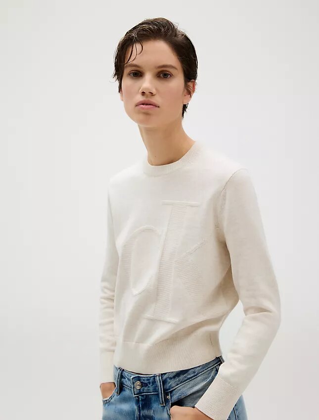 Suéter de algodón liso con Monogram Suéter de algodón liso con Monogram