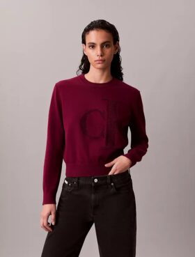 Suéter de chenilla de algodón suave con Monogram