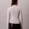 Suéter de cuello alto acanalado de mezcla de viscosa Suéter de cuello alto acanalado de mezcla de viscosa