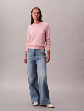 Suéter de cuello redondo de mezcla de merino extrafina Suéter de cuello redondo de mezcla de merino extrafina