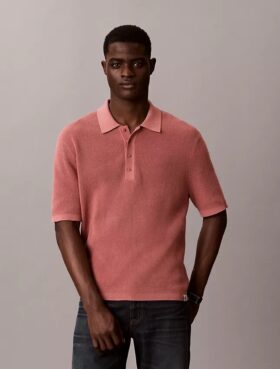 Suéter polo de algodón tipo waffle