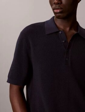 Suéter polo de algodón tipo waffle