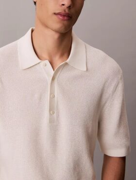Suéter polo de algodón tipo waffle