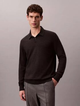 Suéter polo de mezcla de lana merino extrafina