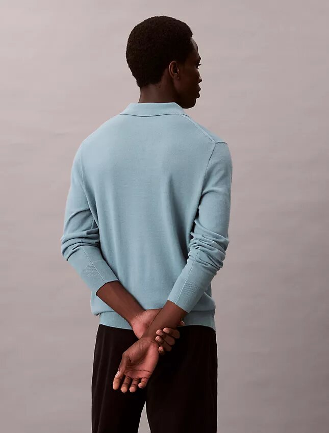 Suéter polo de mezcla de lana merino extrafina Suéter polo de mezcla de lana merino extrafina