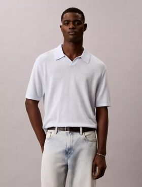 Suéter polo de mezcla de lino