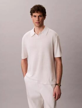 Suéter polo de mezcla de lino