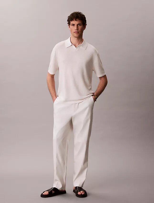 Suéter polo de mezcla de lino Suéter polo de mezcla de lino