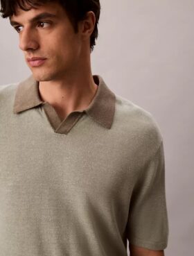Suéter polo de mezcla de lino