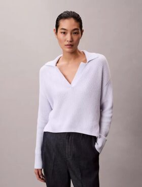 Suéter polo holgado de algodón suave