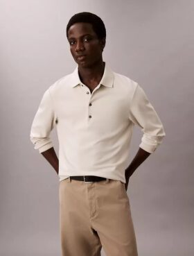 Suéter polo holgado de jacquard