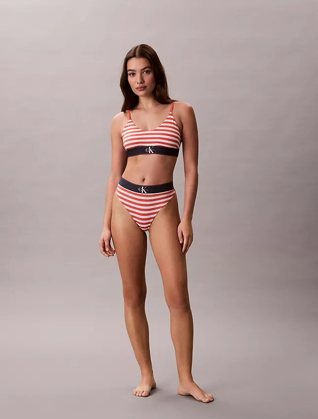 Tanga elástica de microfibra con monograma gráfico Tanga elástica de microfibra con monograma gráfico