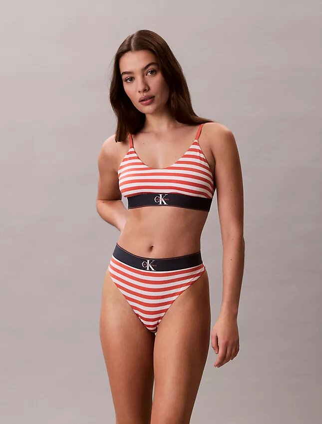 Tanga elástica de microfibra con monograma gráfico Tanga elástica de microfibra con monograma gráfico