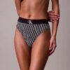 Tanga elástica de microfibra con monograma gráfico Tanga elástica de microfibra con monograma gráfico