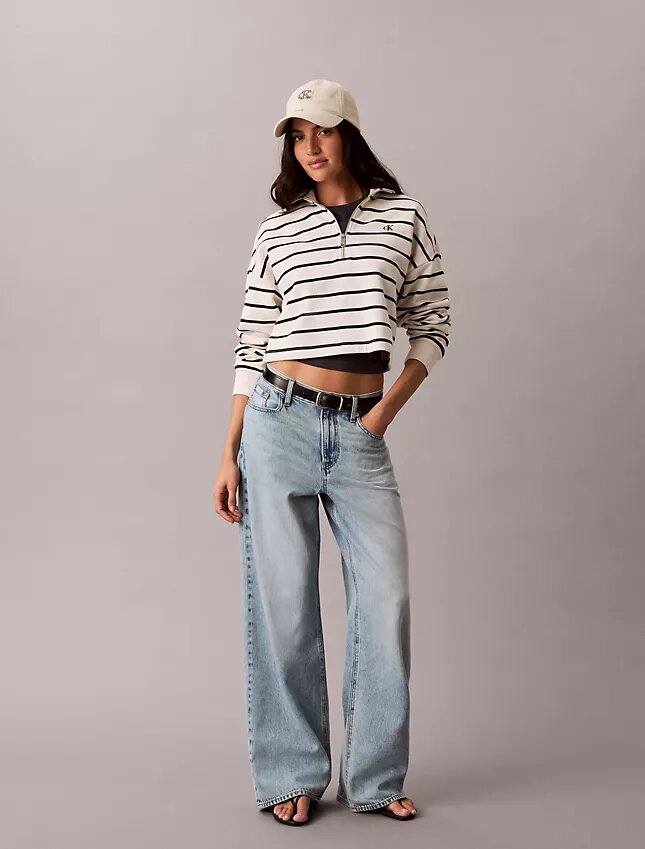 Top corto de felpa con Monogram a rayas Top corto de felpa con Monogram a rayas