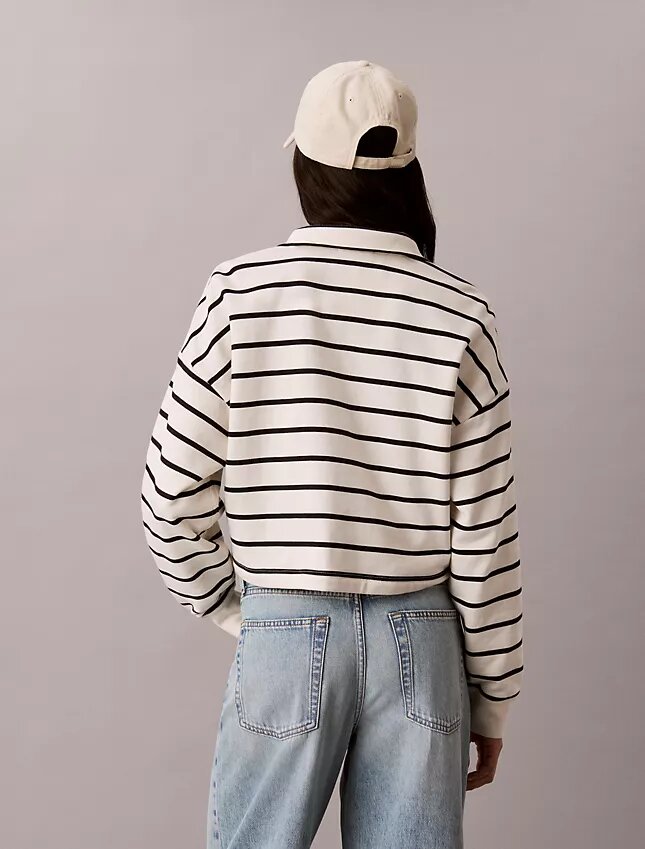 Top corto de felpa con Monogram a rayas Top corto de felpa con Monogram a rayas