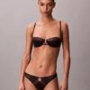 Unlined balconette bra with geometric lace design in black CK Black Unlined balconette bra with geometric lace design in black CK Black