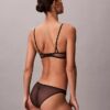 Unlined balconette bra with geometric lace design in black CK Black Unlined balconette bra with geometric lace design in black CK Black