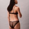 Unlined balconette bra with geometric lace design in black CK Black Unlined balconette bra with geometric lace design in black CK Black