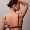 Unlined balconette bra with geometric lace design in black CK Black Unlined balconette bra with geometric lace design in black CK Black