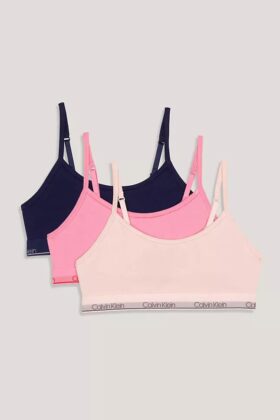 Unlined Bralette con banda con el logotipo, paquete de 3 Unlined Bralette con banda con el logotipo, paquete de 3