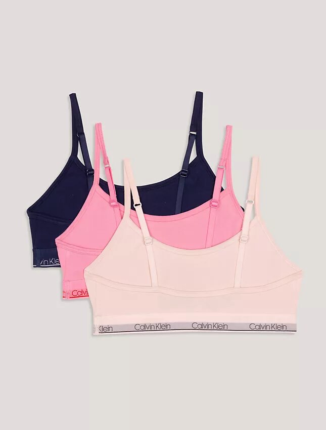 Unlined Bralette con banda con el logotipo, paquete de 3 Unlined Bralette con banda con el logotipo, paquete de 3