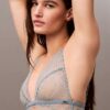 Unlined triangular bra with geometric lace in black from CK Black Unlined triangular bra with geometric lace in black from CK Black